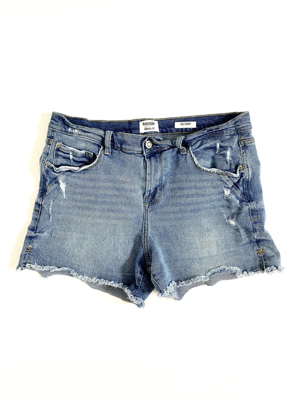 Kensie | Light-Wash Denim Vintage Luxe The Short Distressed Jean Shorts Sz 12/31